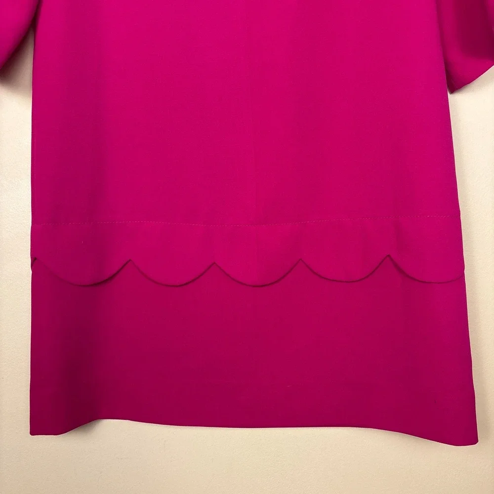 KATE SPADE Demi Scallop Shift Mini Dress Sweetheart Pink Women Size 4 3/4 Sleeve